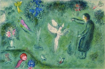 angel on grassland contemporary Marc Chagall Oil Paintings